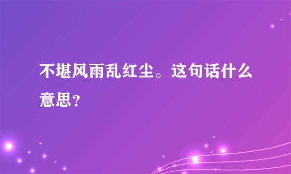 不堪风雨乱红尘。这句话什么意思？