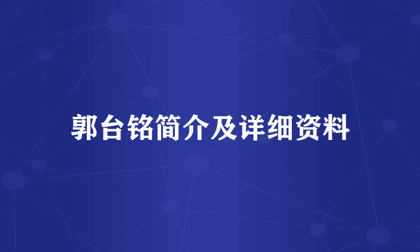 郭台铭简介及详细资料