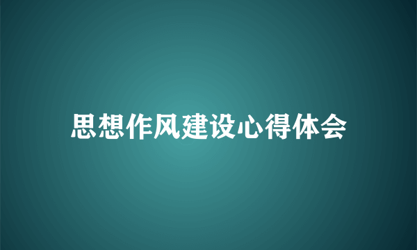 思想作风建设心得体会