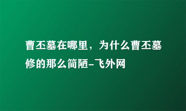 曹丕墓在哪里，为什么曹丕墓修的那么简陋-飞外网