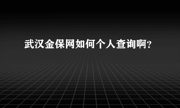 武汉金保网如何个人查询啊？