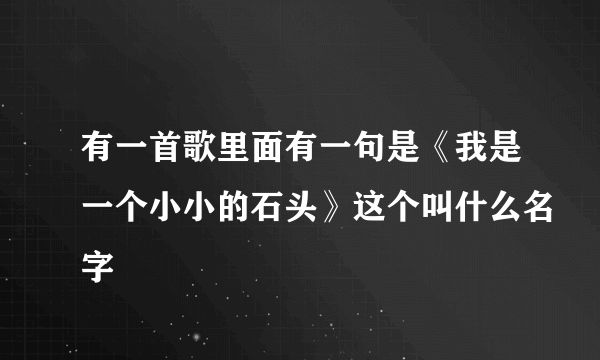 有一首歌里面有一句是《我是一个小小的石头》这个叫什么名字