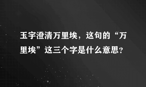 玉宇澄清万里埃，这句的“万里埃”这三个字是什么意思？