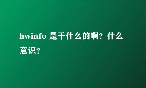 hwinfo 是干什么的啊？什么意识？