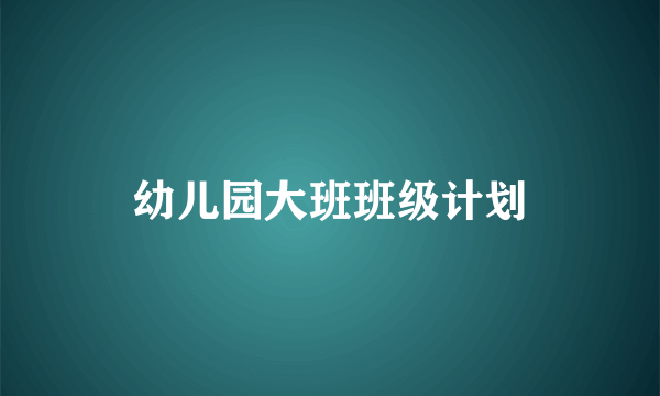 幼儿园大班班级计划