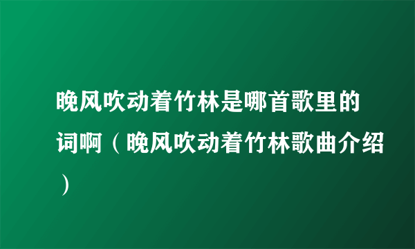 晚风吹动着竹林是哪首歌里的词啊（晚风吹动着竹林歌曲介绍）