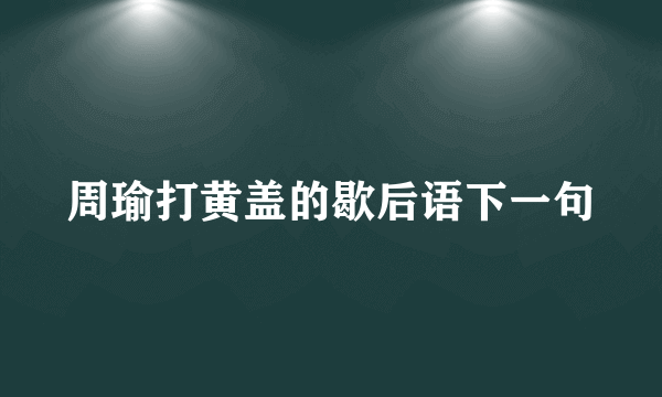 周瑜打黄盖的歇后语下一句