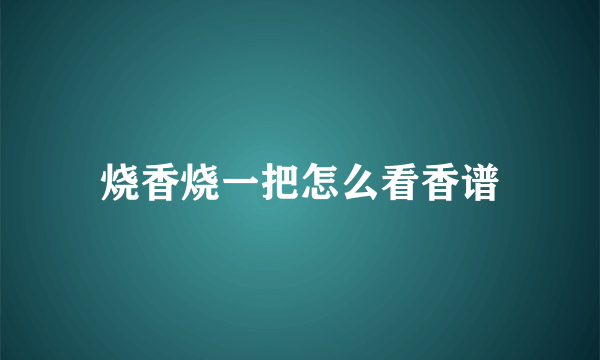 烧香烧一把怎么看香谱