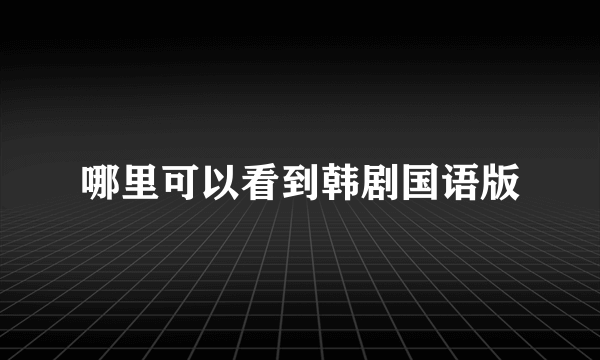 哪里可以看到韩剧国语版