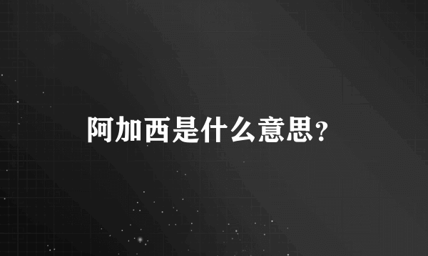 阿加西是什么意思？