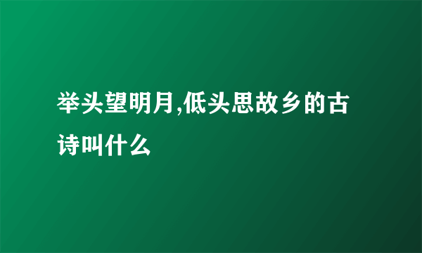 举头望明月,低头思故乡的古诗叫什么