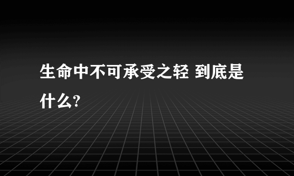 生命中不可承受之轻 到底是什么?