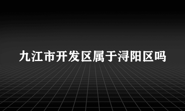 九江市开发区属于浔阳区吗