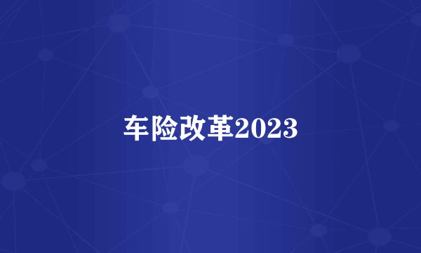 车险改革2023