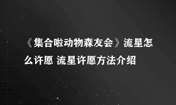 《集合啦动物森友会》流星怎么许愿 流星许愿方法介绍