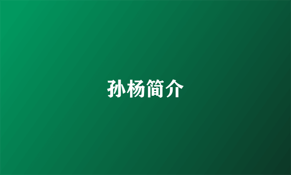 孙杨简介