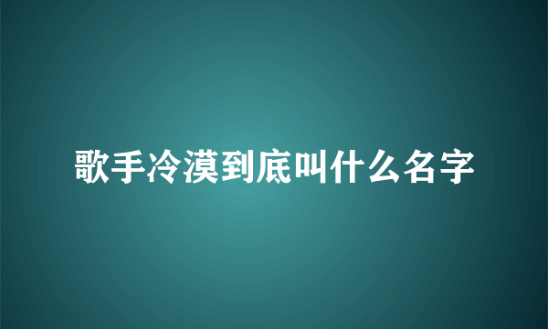 歌手冷漠到底叫什么名字