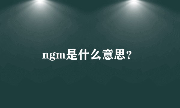 ngm是什么意思？