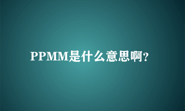 PPMM是什么意思啊？