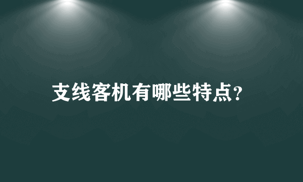 支线客机有哪些特点？