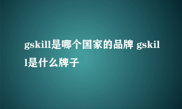 gskill是哪个国家的品牌 gskill是什么牌子