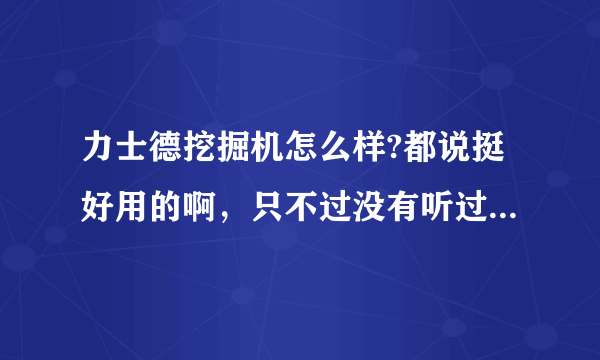 力士德挖掘机怎么样?都说挺好用的啊，只不过没有听过这个牌子，希望老鸟们给个评价？