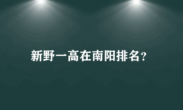 新野一高在南阳排名？