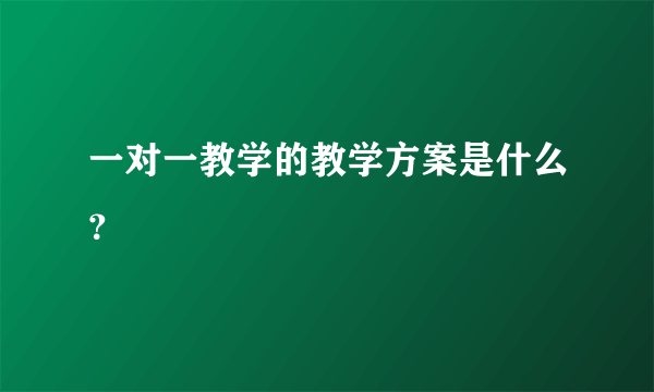 一对一教学的教学方案是什么？