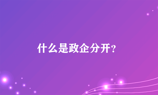 什么是政企分开？