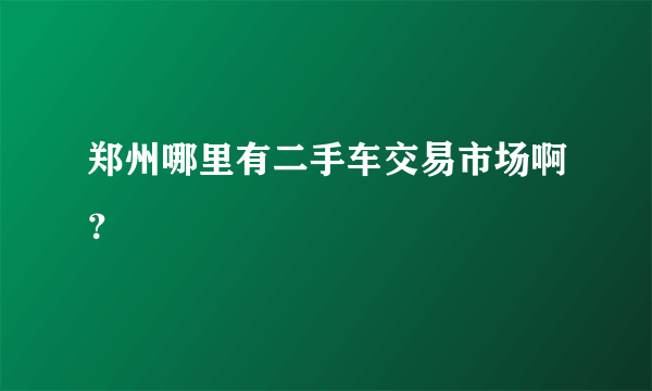 郑州哪里有二手车交易市场啊？