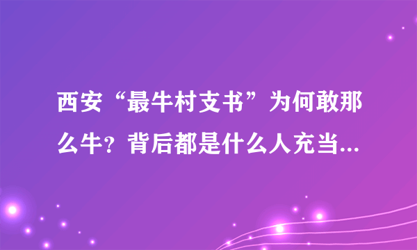 西安“最牛村支书”为何敢那么牛？背后都是什么人充当了保护伞？