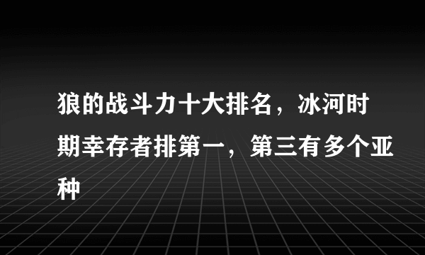 狼的战斗力十大排名，冰河时期幸存者排第一，第三有多个亚种