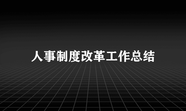 人事制度改革工作总结