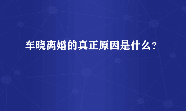 车晓离婚的真正原因是什么？