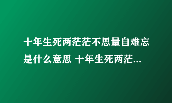 十年生死两茫茫不思量自难忘是什么意思 十年生死两茫茫不思量自难忘出自哪首诗