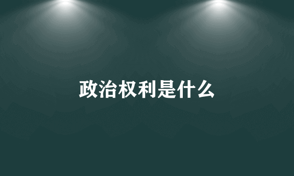 政治权利是什么