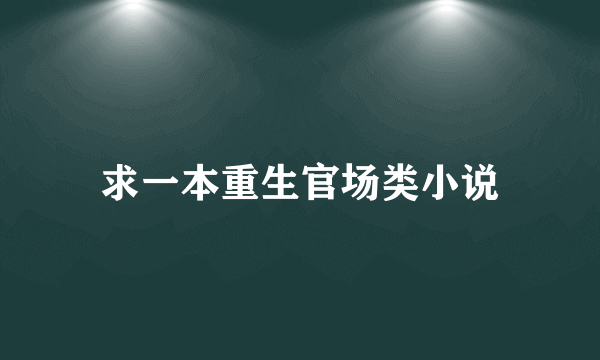 求一本重生官场类小说