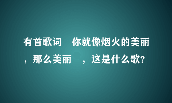 有首歌词〞你就像烟火的美丽，那么美丽〞，这是什么歌？