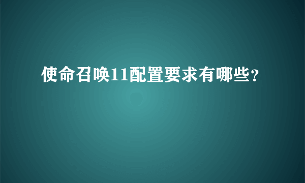 使命召唤11配置要求有哪些？