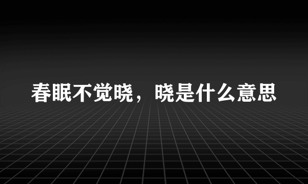 春眠不觉晓，晓是什么意思