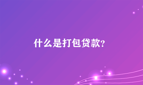 什么是打包贷款？