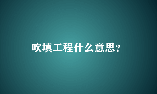 吹填工程什么意思？