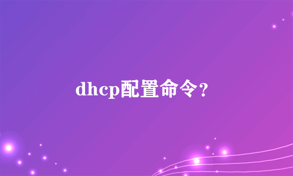 dhcp配置命令？