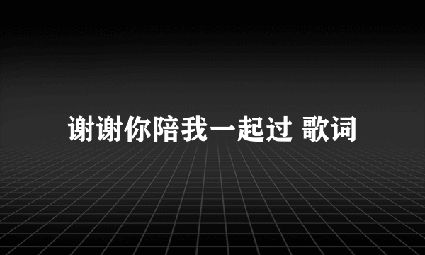 谢谢你陪我一起过 歌词