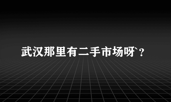 武汉那里有二手市场呀`？