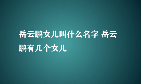 岳云鹏女儿叫什么名字 岳云鹏有几个女儿