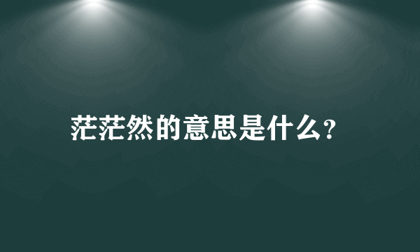 茫茫然的意思是什么？