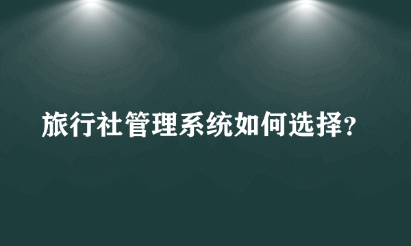 旅行社管理系统如何选择？