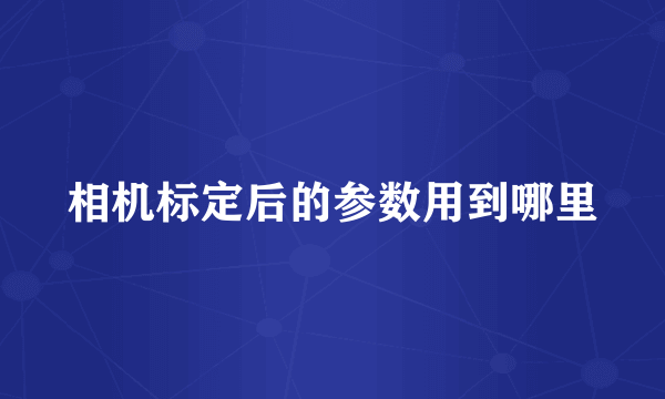 相机标定后的参数用到哪里