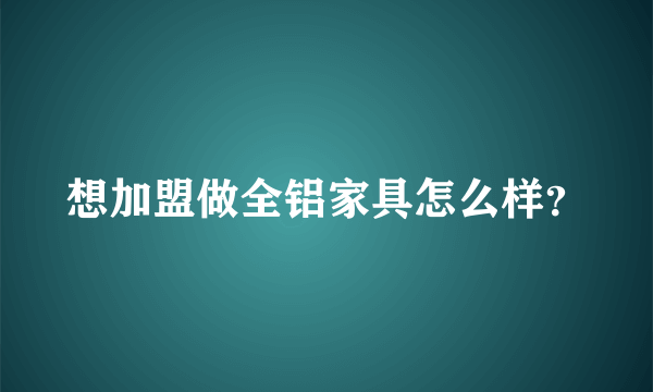 想加盟做全铝家具怎么样？